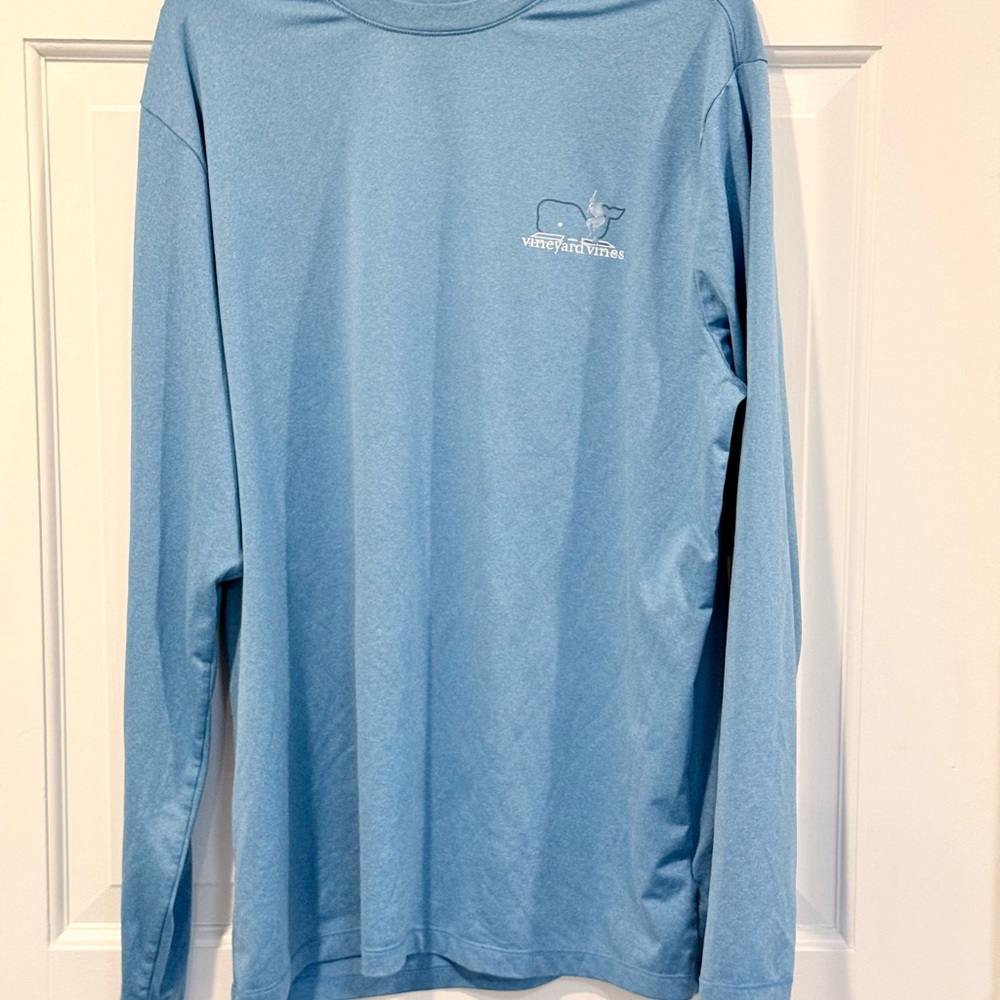 Vineyard Vines Boys Long-Sleeve Performance Graphic Tee - Light Blue Size XL